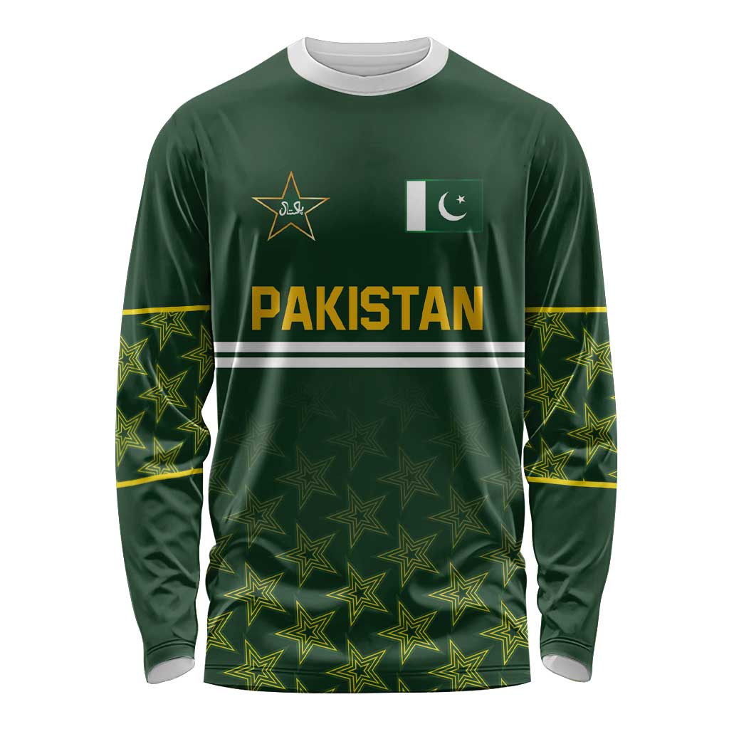 Custom Pakistan Men in Green Cricket-The Super Stars Long Sleeve Shirt