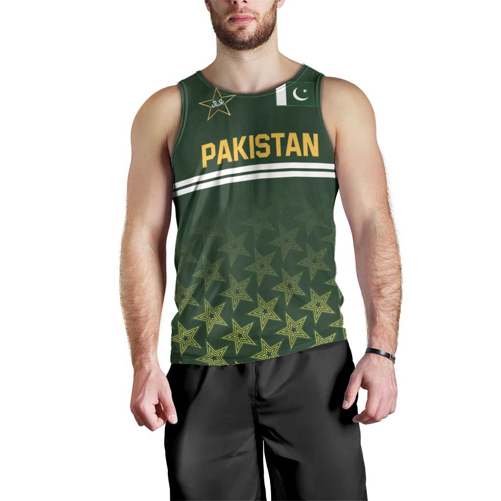 Custom Pakistan Men in Green Cricket-The Super Stars Men Tank Top