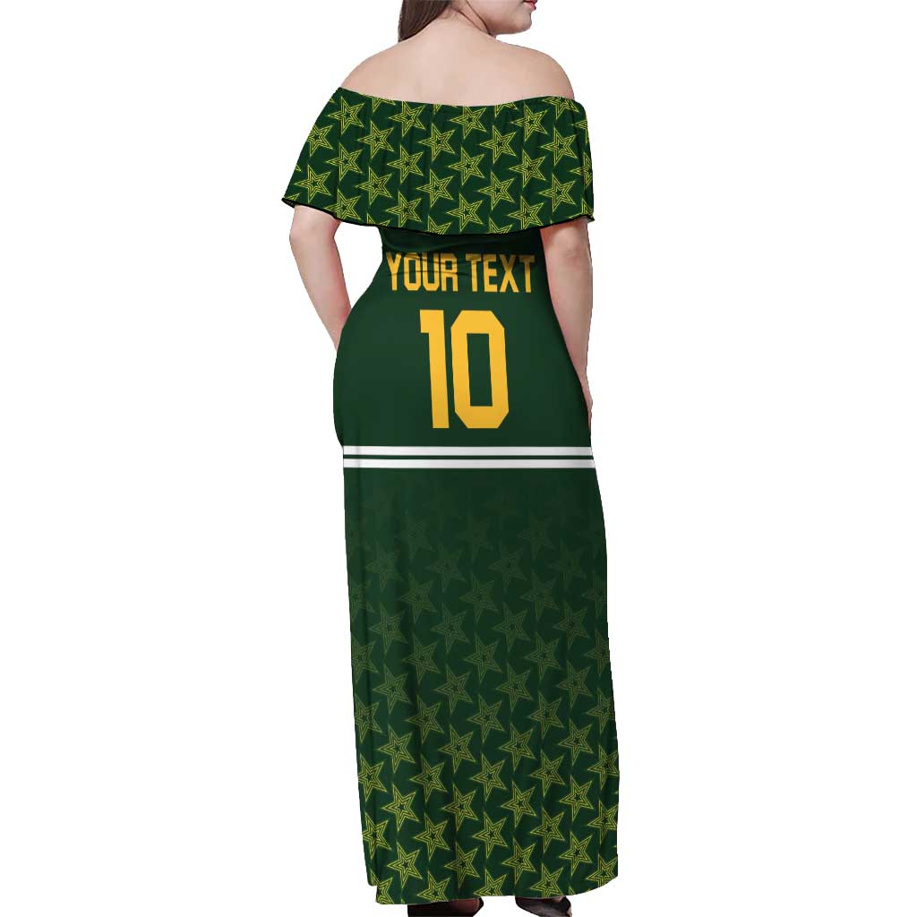 Custom Pakistan Men in Green Cricket-The Super Stars Off Shoulder Maxi Dress