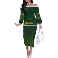 Custom Pakistan Men in Green Cricket-The Super Stars Off The Shoulder Long Sleeve Dress