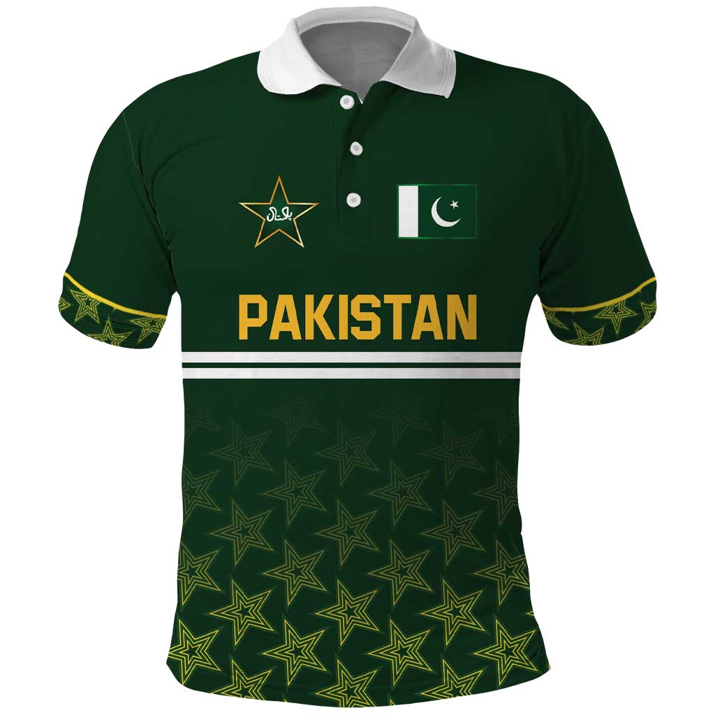 Custom Pakistan Men in Green Cricket-The Super Stars Polo Shirt