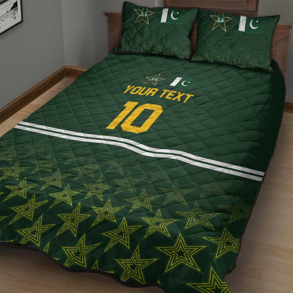 Custom Pakistan Men in Green Cricket-The Super Stars Quilt Bed Set