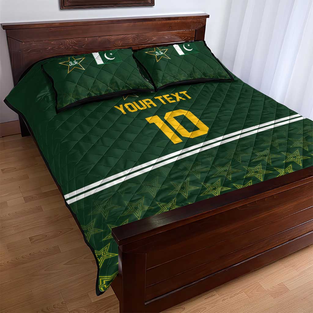 Custom Pakistan Men in Green Cricket-The Super Stars Quilt Bed Set