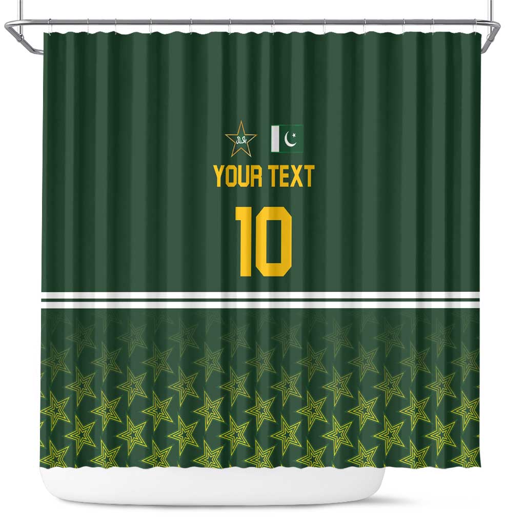 Custom Pakistan Men in Green Cricket-The Super Stars Shower Curtain