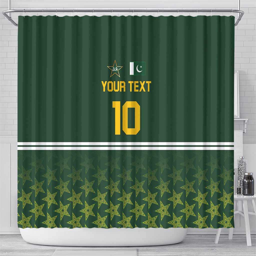 Custom Pakistan Men in Green Cricket-The Super Stars Shower Curtain