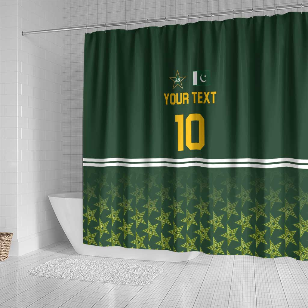 Custom Pakistan Men in Green Cricket-The Super Stars Shower Curtain