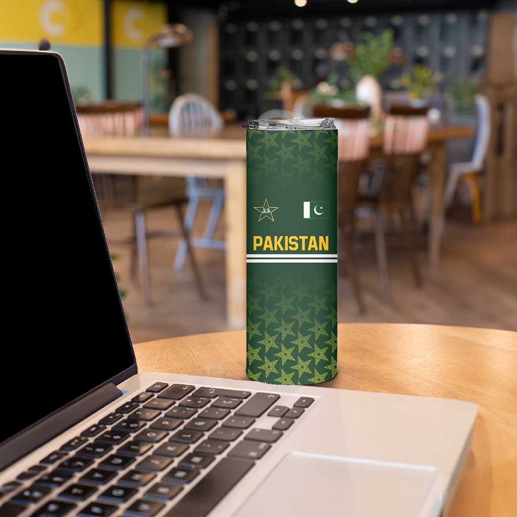 Custom Pakistan Men in Green Cricket-The Super Stars Skinny Tumbler