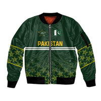 Custom Pakistan Men in Green Cricket-The Super Stars Sleeve Zip Bomber Jacket