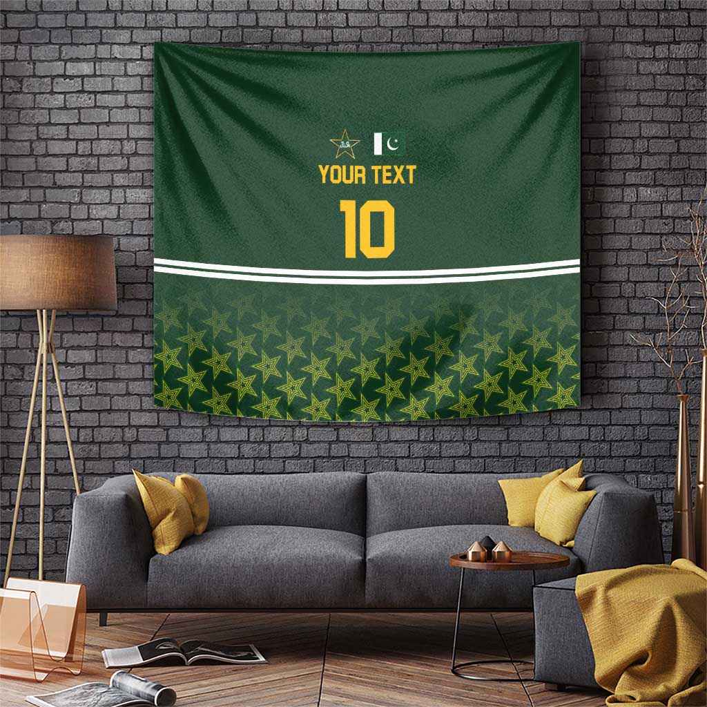 Custom Pakistan Men in Green Cricket-The Super Stars Tapestry