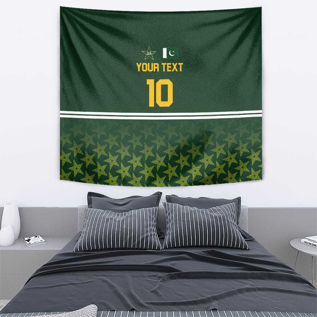 Custom Pakistan Men in Green Cricket-The Super Stars Tapestry