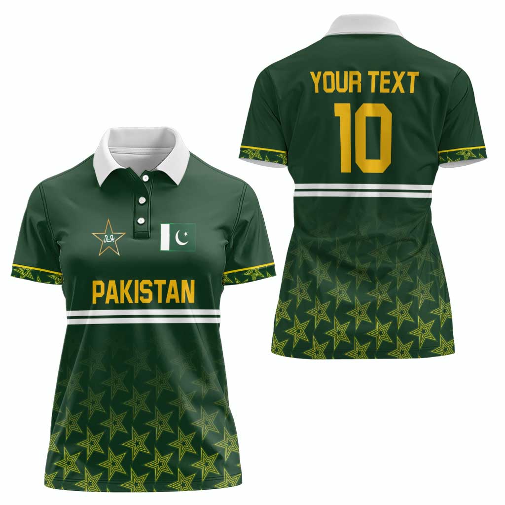 Custom Pakistan Men in Green Cricket-The Super Stars Women Polo Shirt
