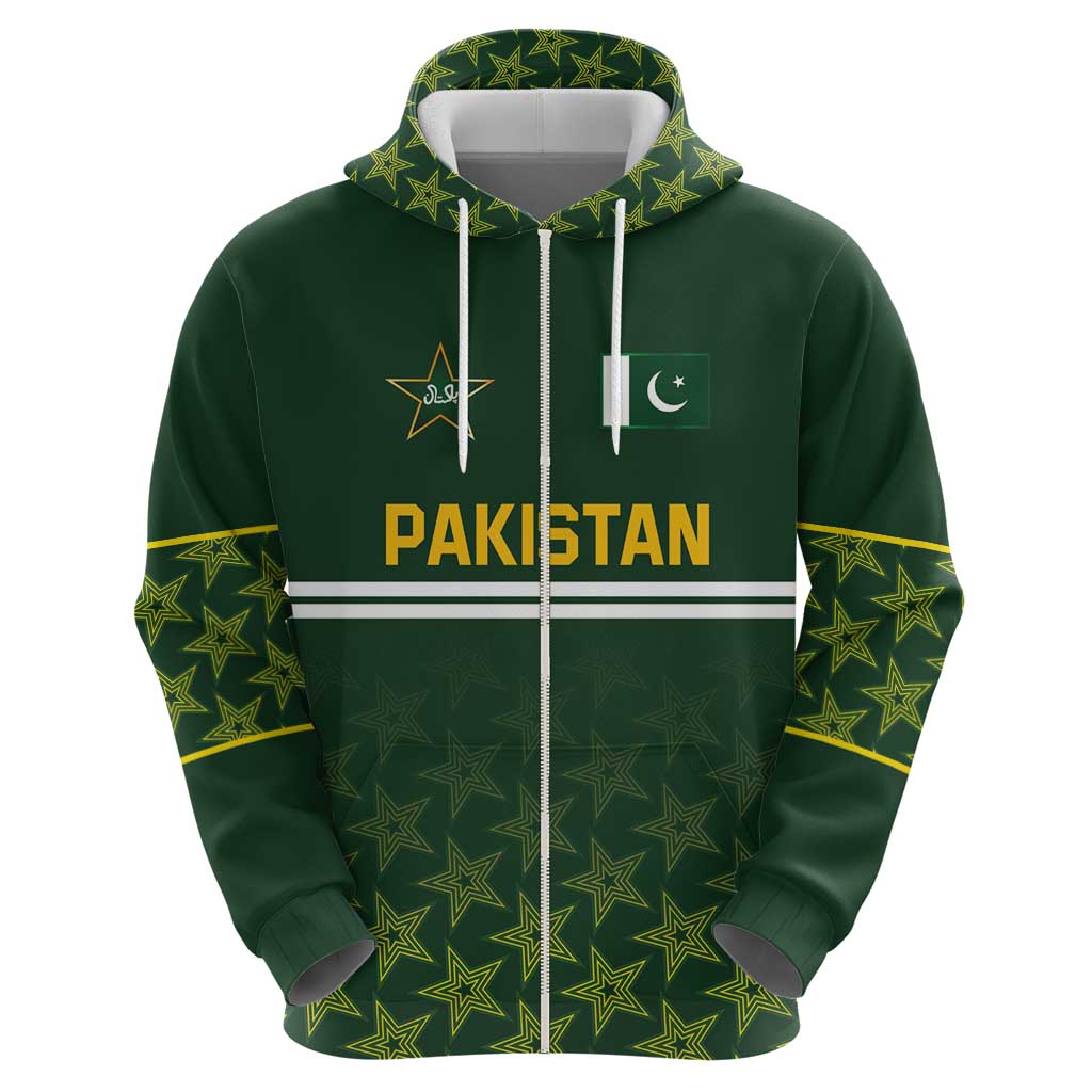 Custom Pakistan Men in Green Cricket-The Super Stars Zip Hoodie