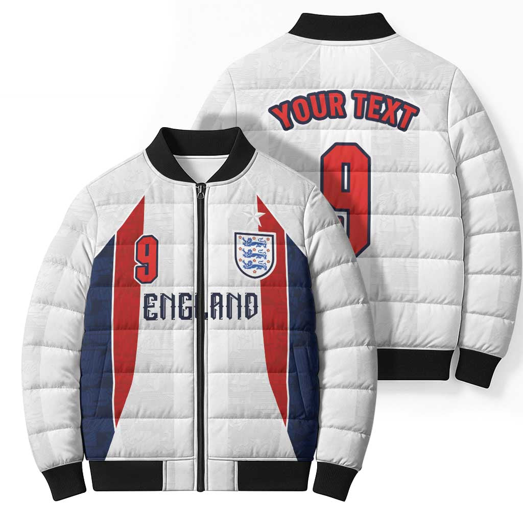 Custom England Football Bomber Puffer Jacket Retro-Modern Combination Style