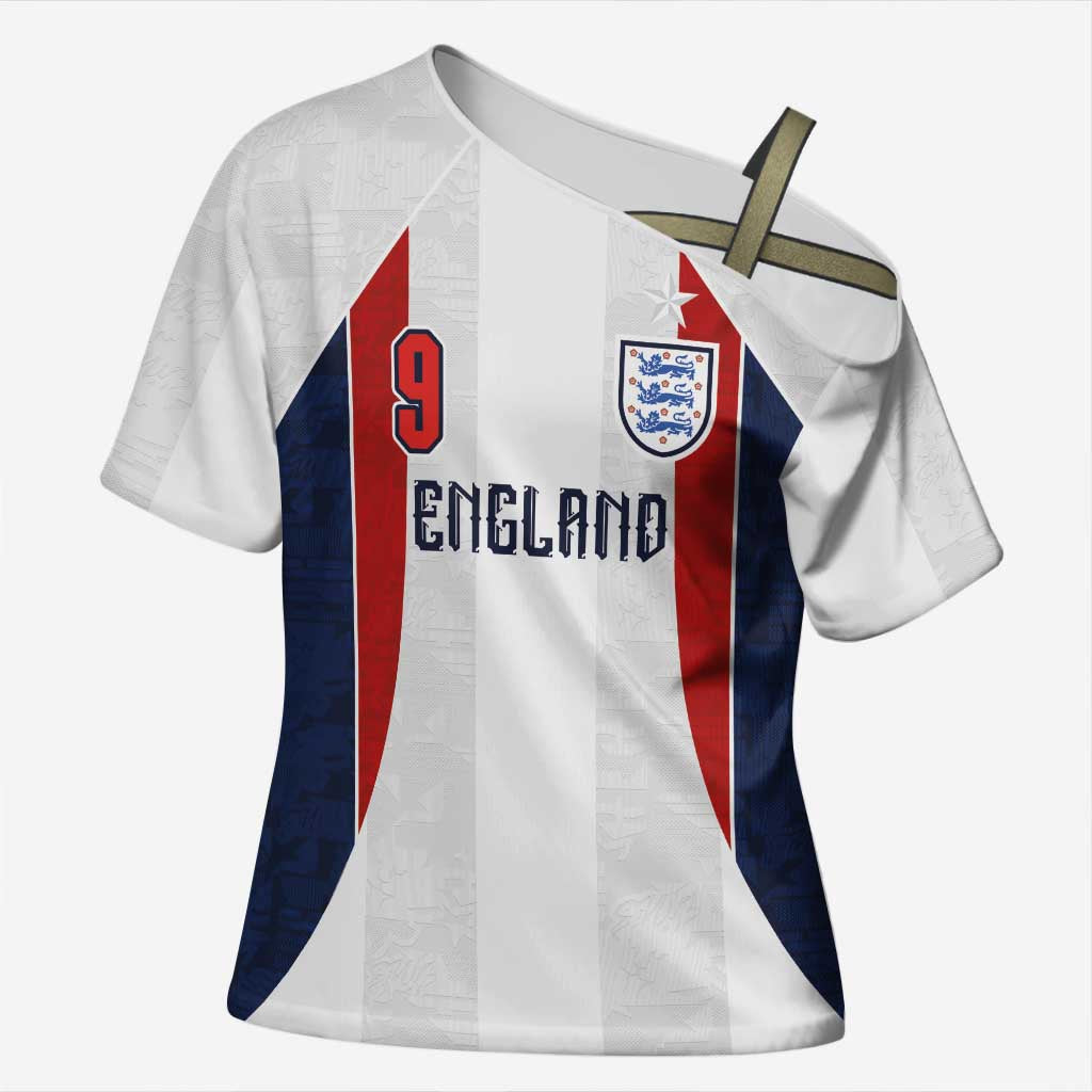Custom England Football Cross Shoulder Shirt Retro-Modern Combination Style