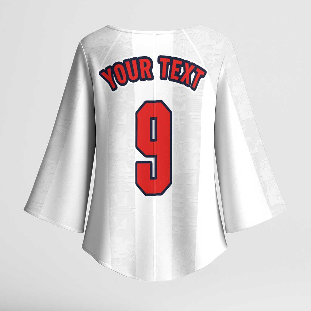 Custom England Football Kimono Sleeve Blouse Retro-Modern Combination Style