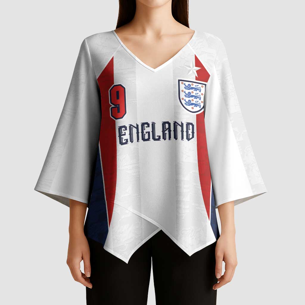Custom England Football Kimono Sleeve Blouse Retro-Modern Combination Style