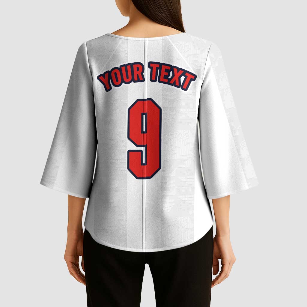 Custom England Football Kimono Sleeve Blouse Retro-Modern Combination Style