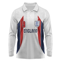 Custom England Football Long Sleeve Polo Shirt Retro-Modern Combination Style