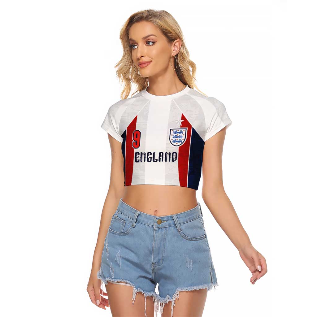 Custom England Football Raglan Cropped T Shirt Retro-Modern Combination Style