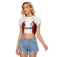 Custom England Football Raglan Cropped T Shirt Retro-Modern Combination Style