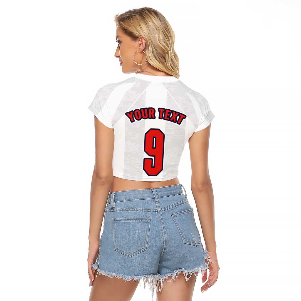 Custom England Football Raglan Cropped T Shirt Retro-Modern Combination Style