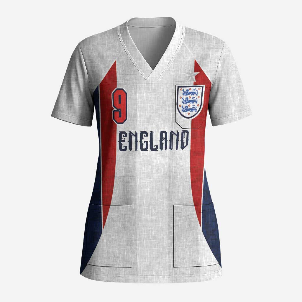 Custom England Football Scrub Top Retro-Modern Combination Style