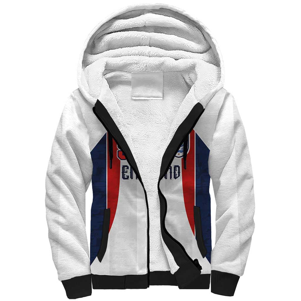 Custom England Football Sherpa Hoodie Retro-Modern Combination Style