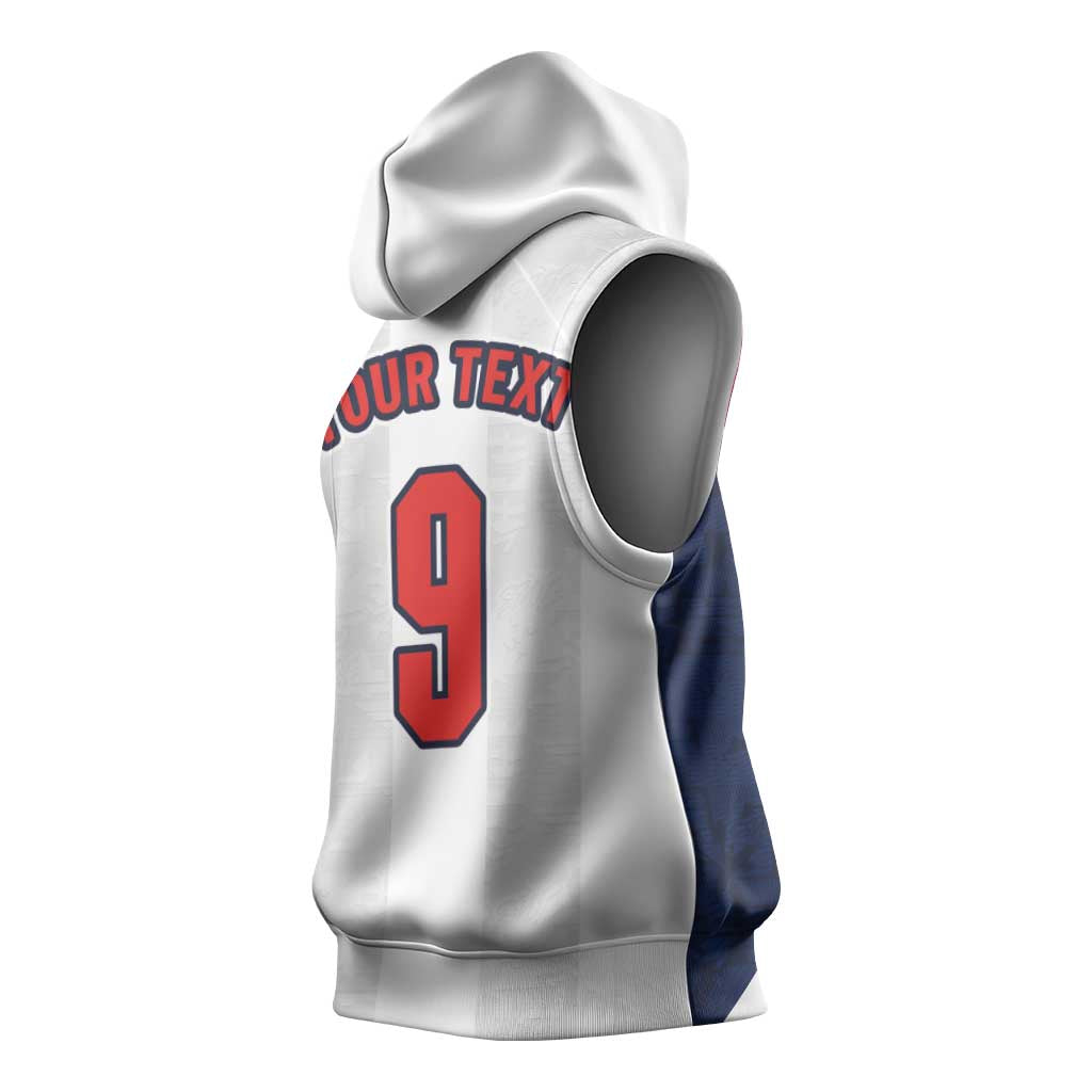 Custom England Football Sleeveless Hoodie Retro-Modern Combination Style