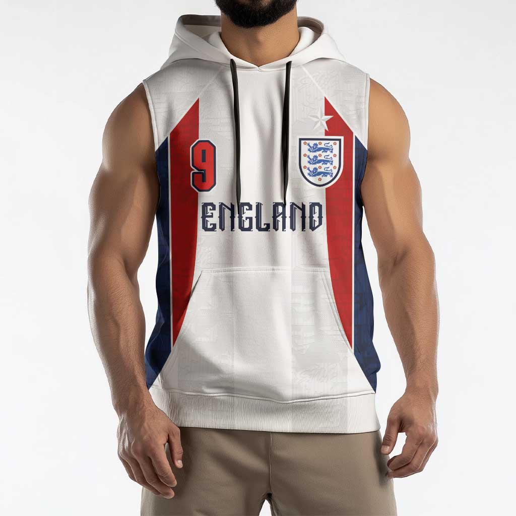 Custom England Football Sleeveless Hoodie Retro-Modern Combination Style