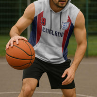 Custom England Football Sleeveless Hoodie Retro-Modern Combination Style