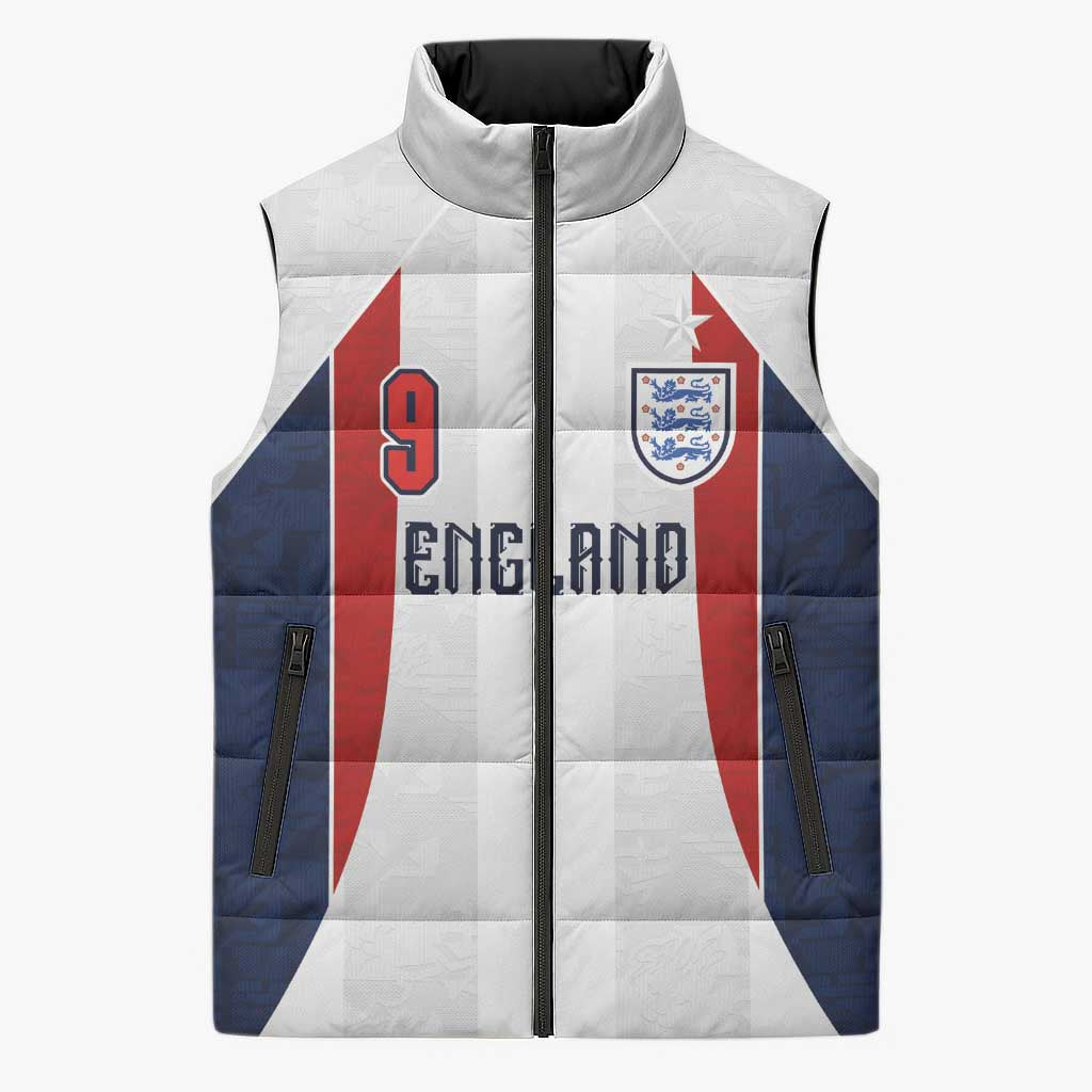 Custom England Football Sleeveless Puffer Jacket Retro-Modern Combination Style