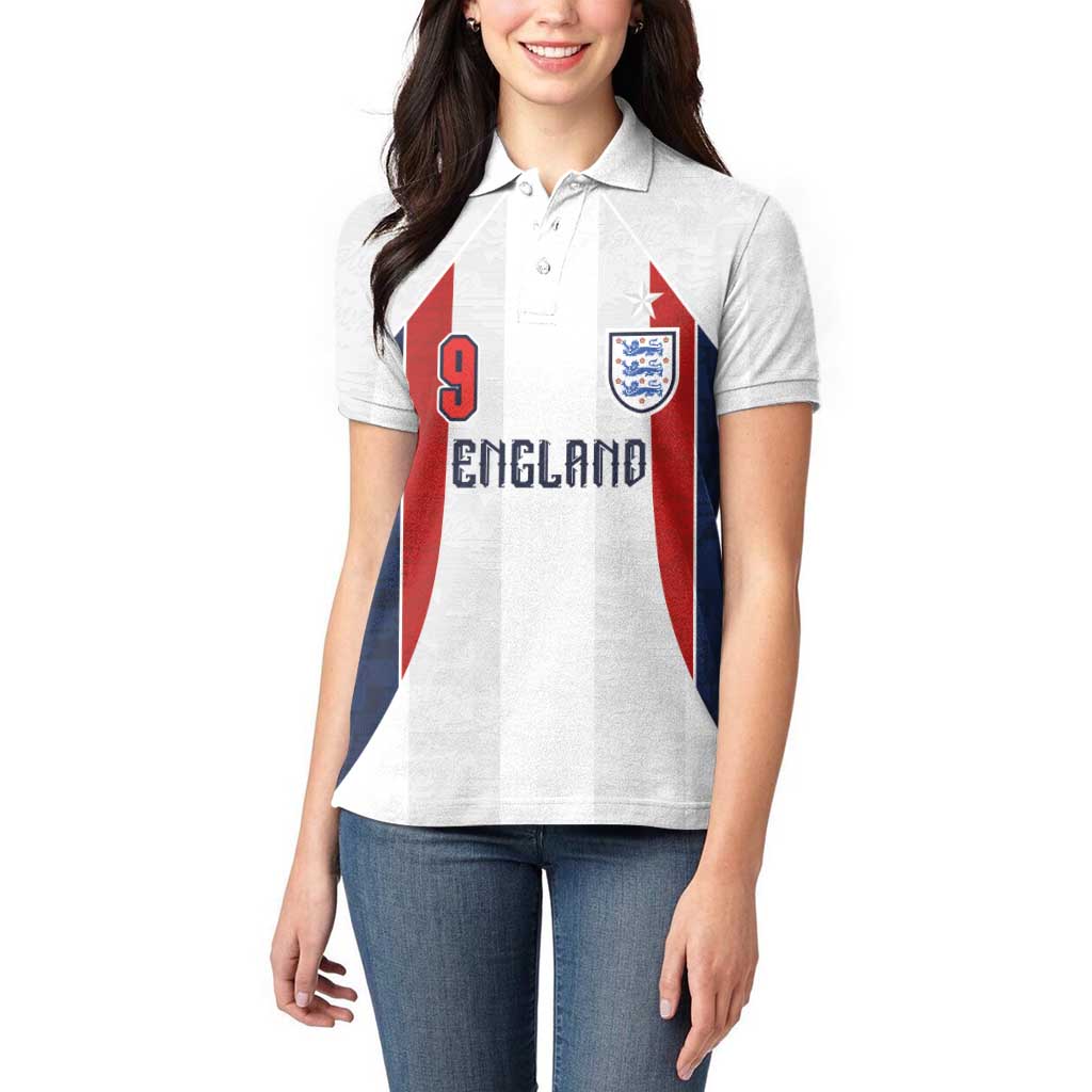 Custom England Football Women Polo Shirt Retro-Modern Combination Style