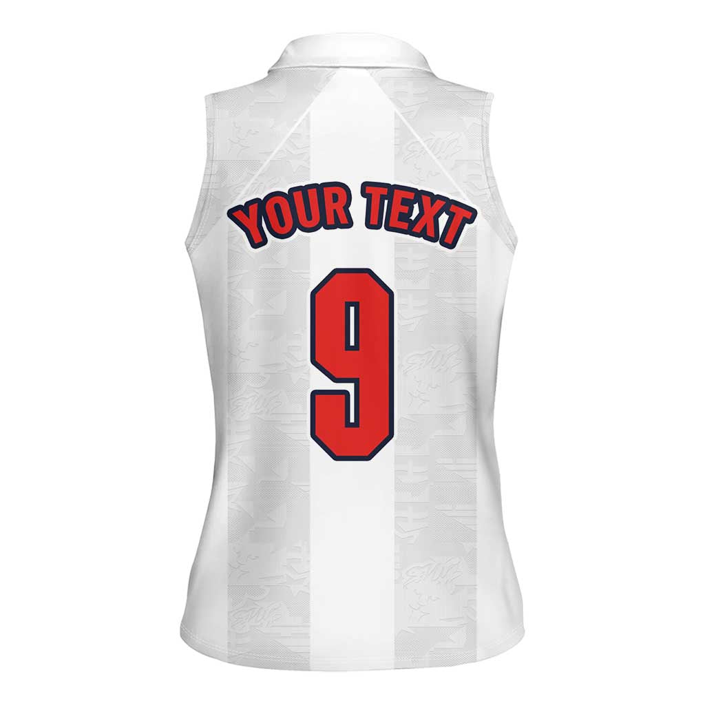 Custom England Football Women Sleeveless Polo Shirt Retro-Modern Combination Style
