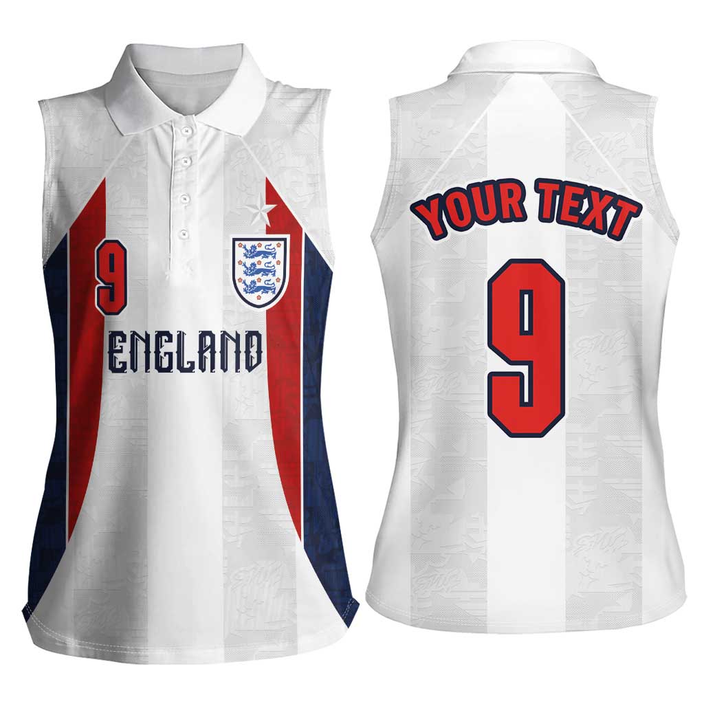 Custom England Football Women Sleeveless Polo Shirt Retro-Modern Combination Style