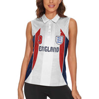 Custom England Football Women Sleeveless Polo Shirt Retro-Modern Combination Style
