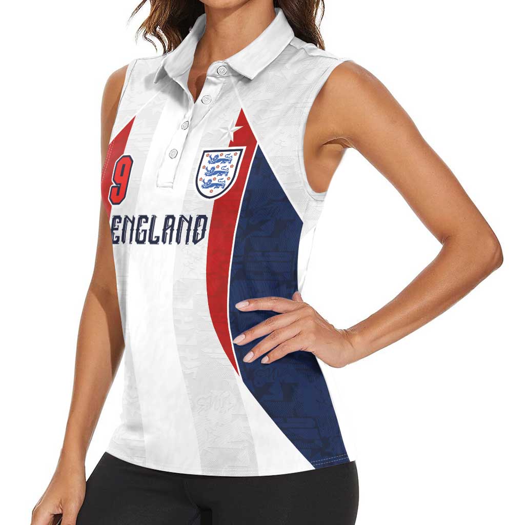 Custom England Football Women Sleeveless Polo Shirt Retro-Modern Combination Style