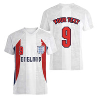 Custom England Football Women V-Neck T-Shirt Retro-Modern Combination Style
