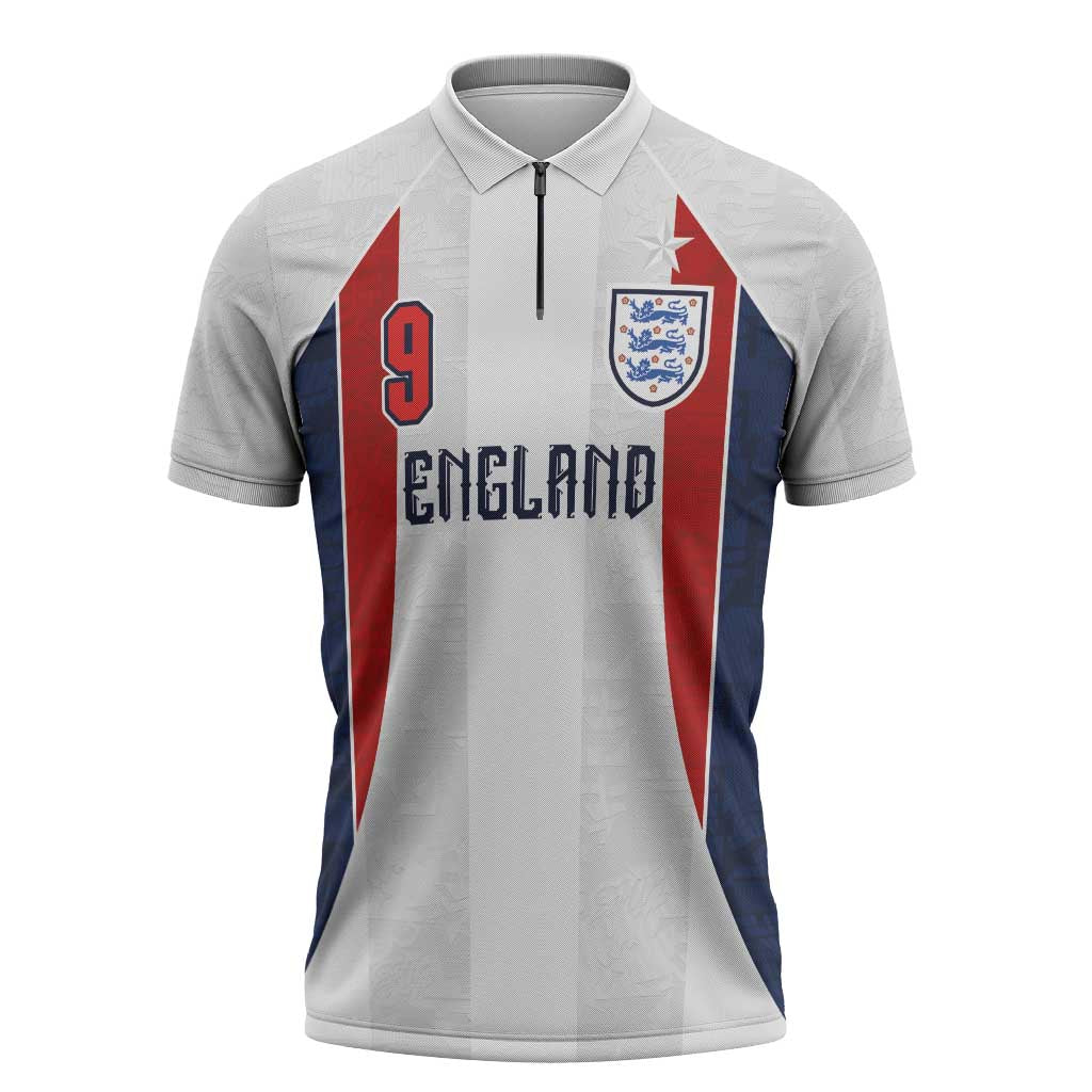 Custom England Football Zipper Polo Shirt Retro-Modern Combination Style