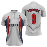 Custom England Football Zipper Polo Shirt Retro-Modern Combination Style