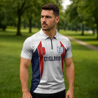 Custom England Football Zipper Polo Shirt Retro-Modern Combination Style