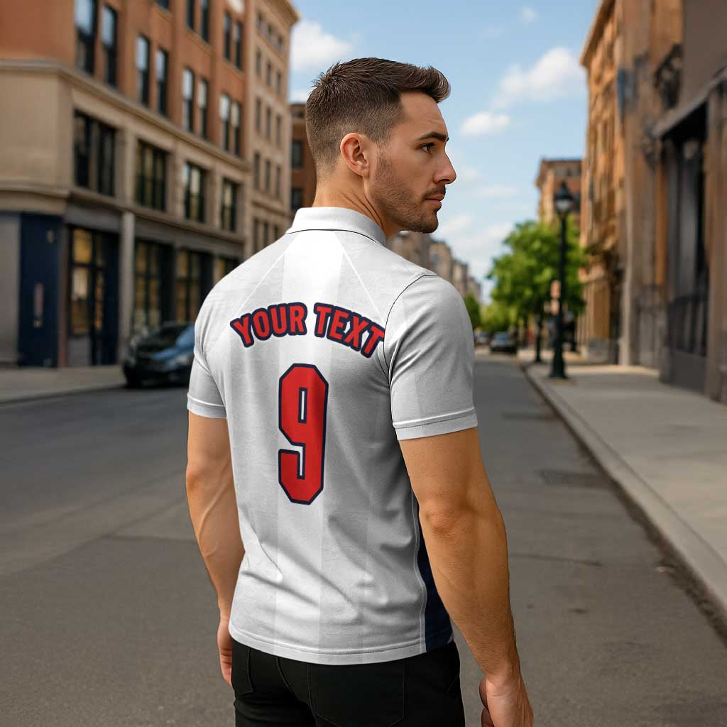 Custom England Football Zipper Polo Shirt Retro-Modern Combination Style
