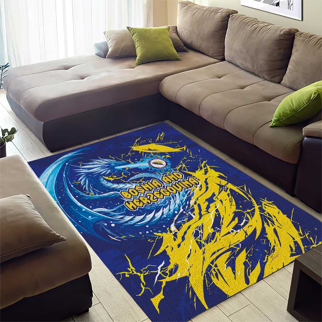 Bosnia and Herzegovina Football Area Rug Zmajevi Mascot Sporty Style