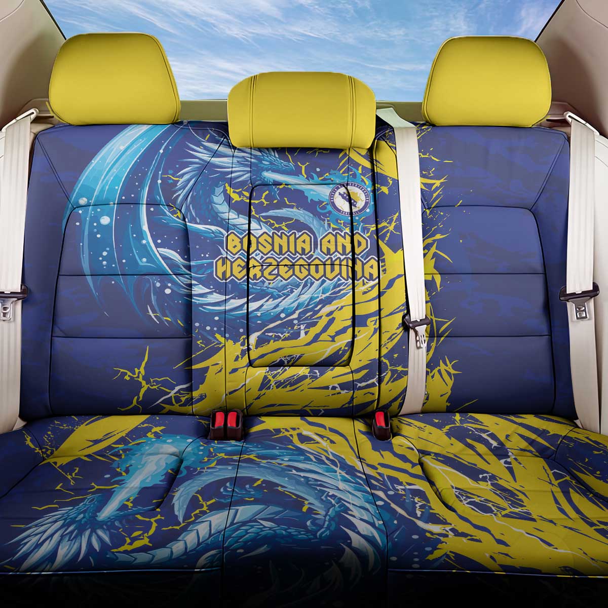 Bosnia and Herzegovina Football Back Car Seat Cover Zmajevi Mascot Sporty Style