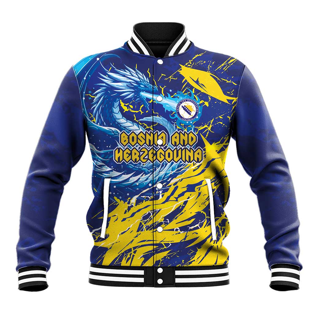 Custom Bosnia and Herzegovina Football Baseball Jacket Zmajevi Mascot Sporty Style