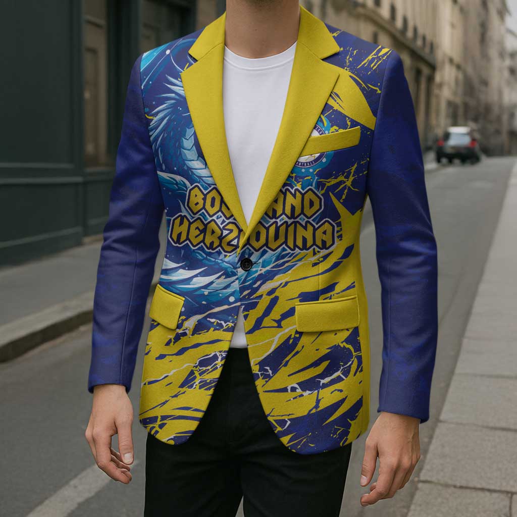 Custom Bosnia and Herzegovina Football Blazer Zmajevi Mascot Sporty Style