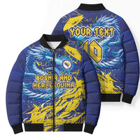 Custom Bosnia and Herzegovina Football Bomber Puffer Jacket Zmajevi Mascot Sporty Style