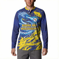 Custom Bosnia and Herzegovina Football Button Sweatshirt Zmajevi Mascot Sporty Style