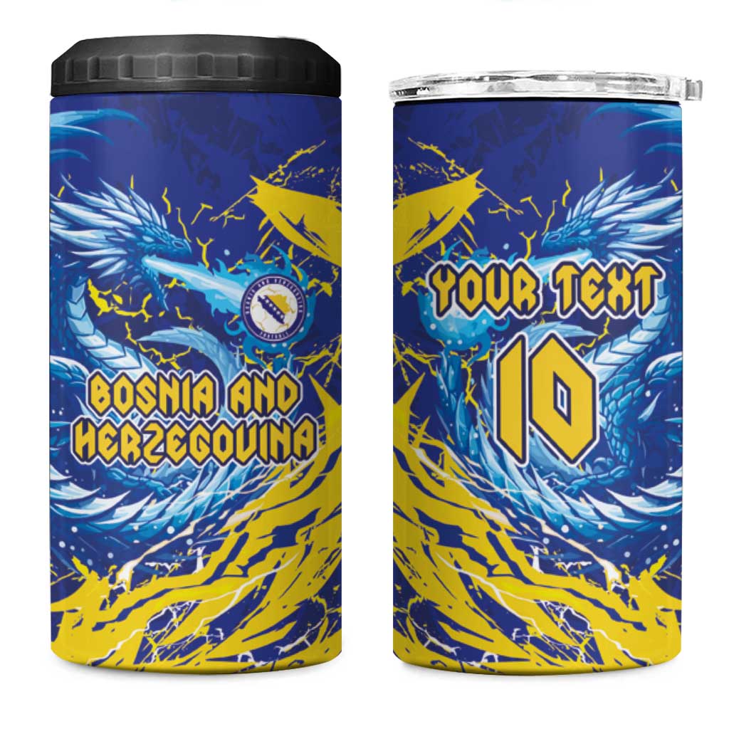Custom Bosnia and Herzegovina Football 4 in 1 Can Cooler Tumbler Zmajevi Mascot Sporty Style
