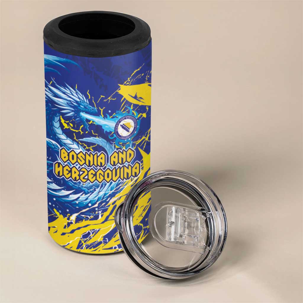 Custom Bosnia and Herzegovina Football 4 in 1 Can Cooler Tumbler Zmajevi Mascot Sporty Style