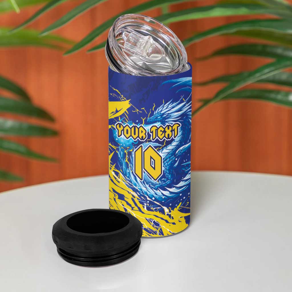 Custom Bosnia and Herzegovina Football 4 in 1 Can Cooler Tumbler Zmajevi Mascot Sporty Style